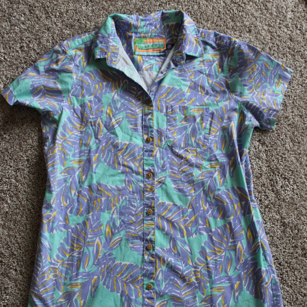 Chubbies Blue and Purple Leaf Print Dress